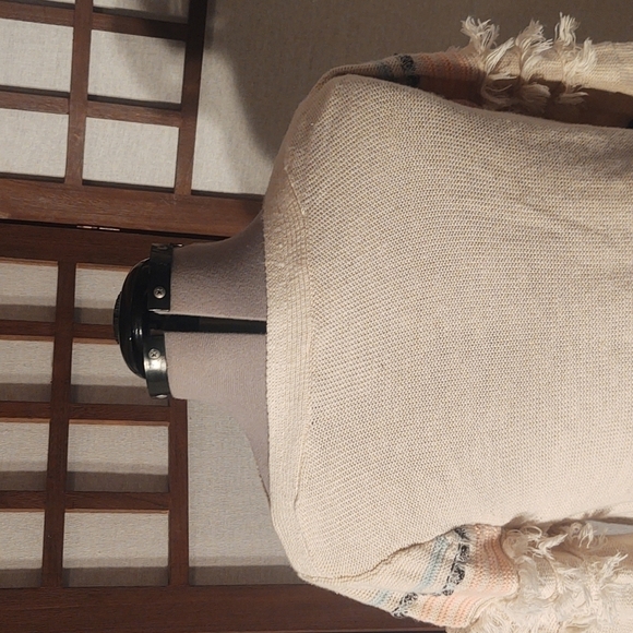 LOFT Fringe Striped White Sweater Sz M - Picture 7 of 10